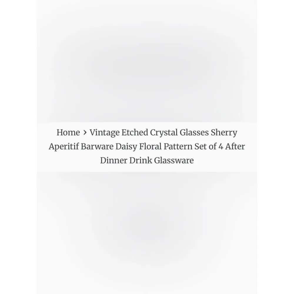 Glastonbury Lotus Toasting Drinking Bar4 Oz Set 4 Floral Etching Glass 5 1/2 In